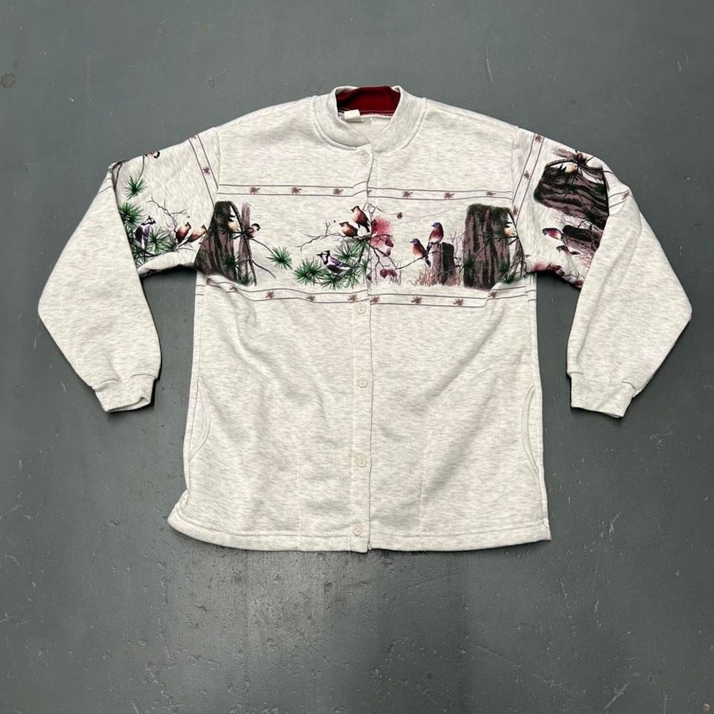 Vintage 90s made in USA nature birds wraparound double necked sweatshirt